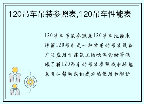 120吊车吊装参照表,120吊车性能表