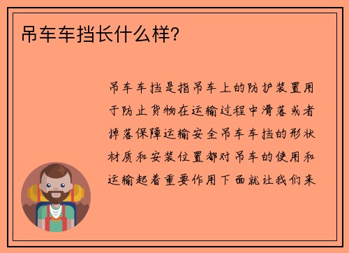 吊车车挡长什么样？