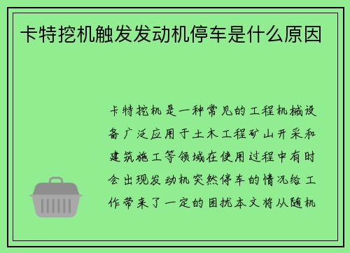 卡特挖机触发发动机停车是什么原因