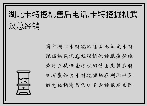 湖北卡特挖机售后电话,卡特挖掘机武汉总经销